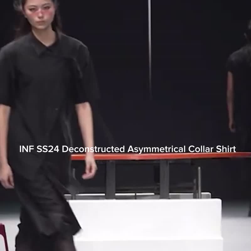 INF 24SS 解构门襟下摆不对称衬衫 - 男装衬衫 - 聚酯纤维 白色