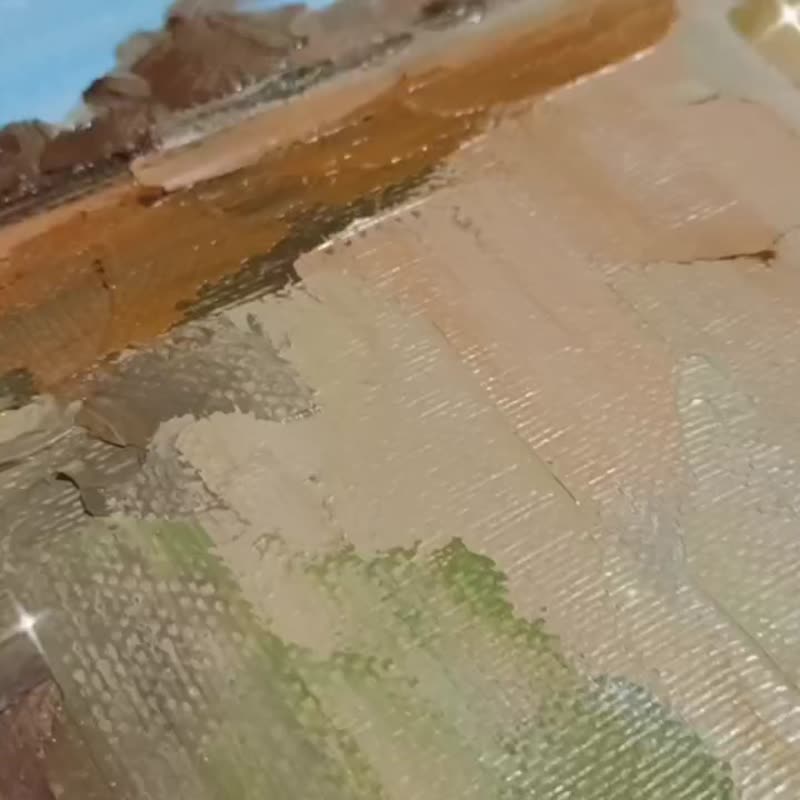 湖景油画大型全景海岸线墙艺术作者：Nadya Ya - 海报/装饰画/版画 - 其他材质 粉红色