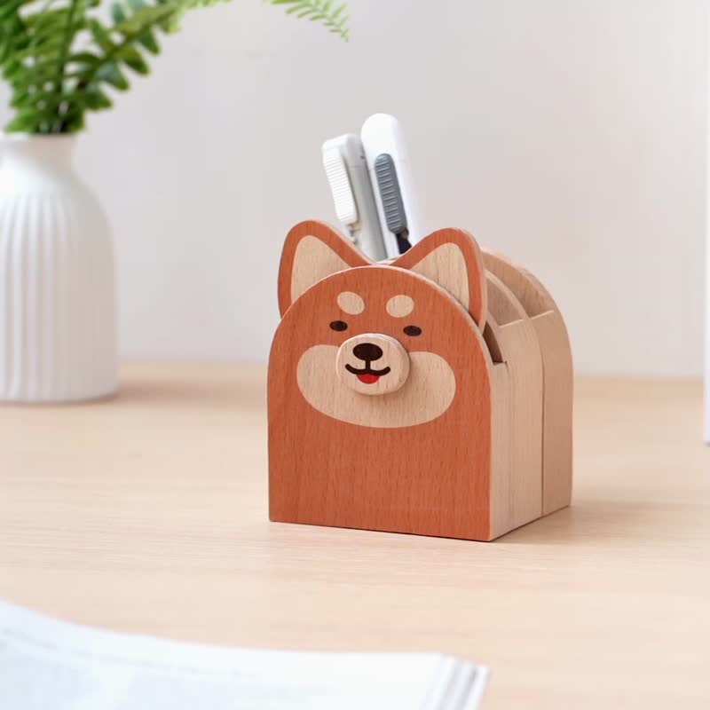 【晃晃笔筒-柴犬】文具收纳 / 交换礼物 - 笔筒/笔座 - 木头 多色