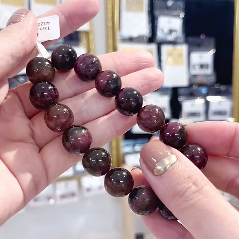 天然黑玫瑰双色碧玺浓色气质款13mm61.08g人缘桃花事业财运 - 手链/手环 - 水晶 多色