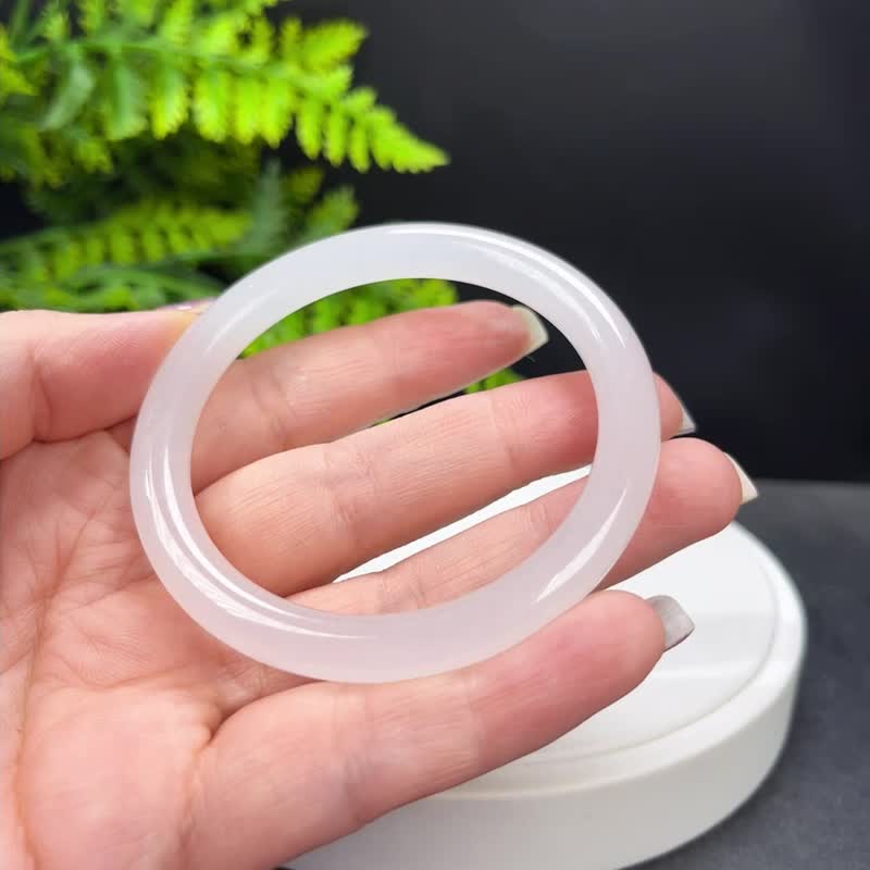 金丝玉手镯 55MM 羊脂级昆仑白玉手环 附证书 油脂温润 灵气活力 - 手链/手环 - 玉石 白色