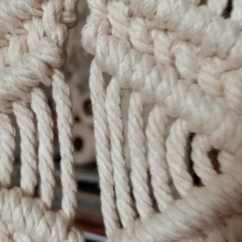 Macrame 编织 简约 对称 大型 挂饰 门帘 - 门帘/门牌 - 棉．麻 白色