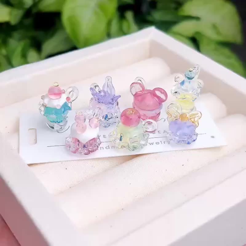 午茶时光 手工琉璃甜品蛋糕  锁骨链 14K 注金 - 项链 - 琉璃 多色
