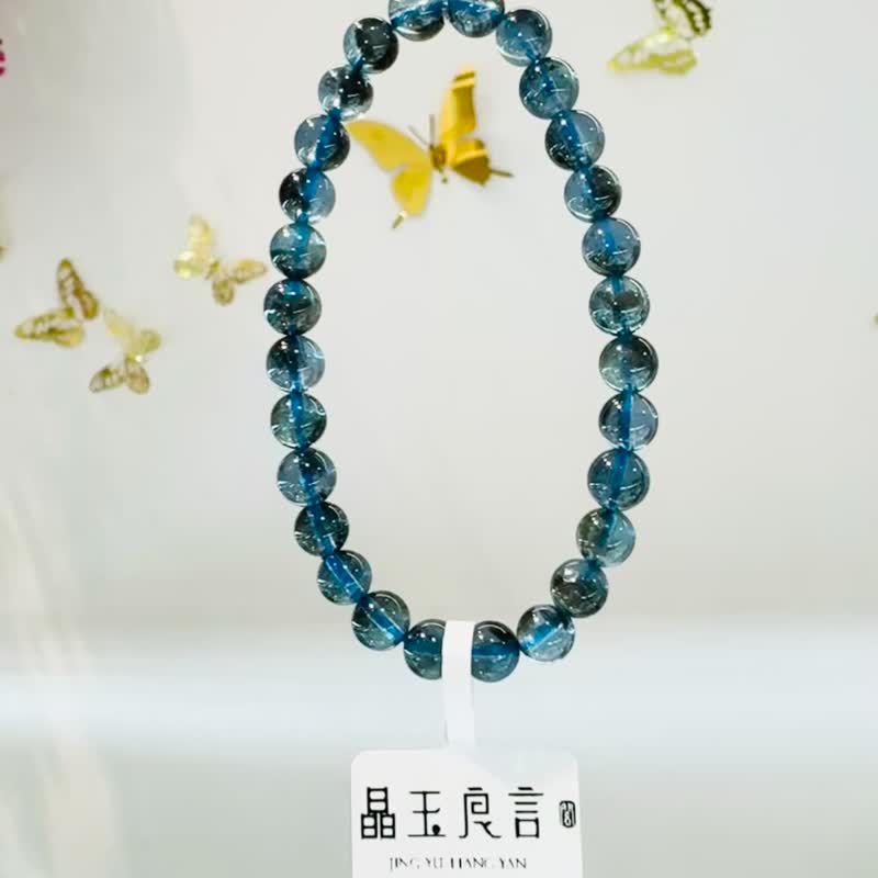天然魔鬼海蓝宝6mm10.03g金属光泽冥想水晶首选释放压力店主自用 - 手链/手环 - 水晶 蓝色