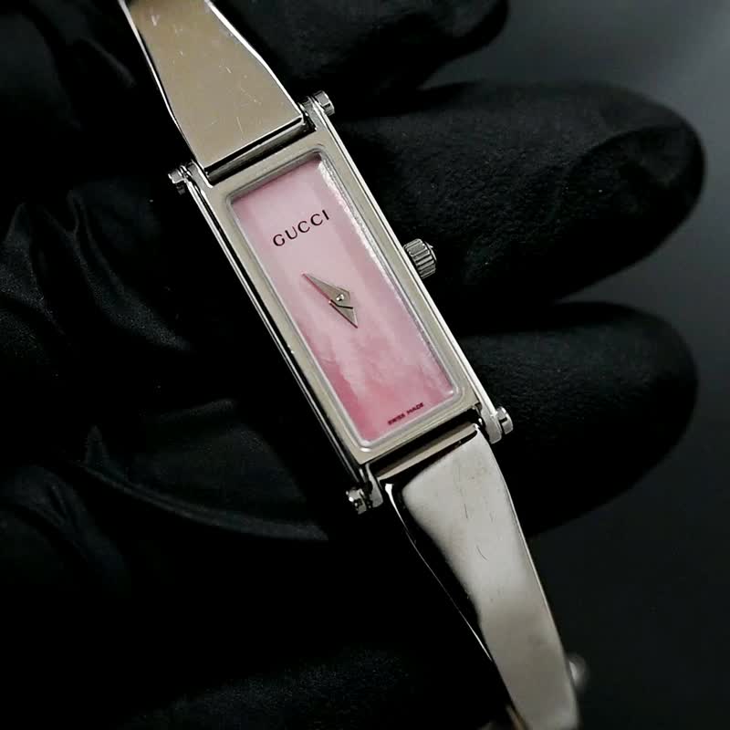 包邮 GUCCI 1500L 女表粉红粉红壳粉红壳/银冠损伤手表古董手表复古手表日本直销 - 女表 - 不锈钢 粉红色