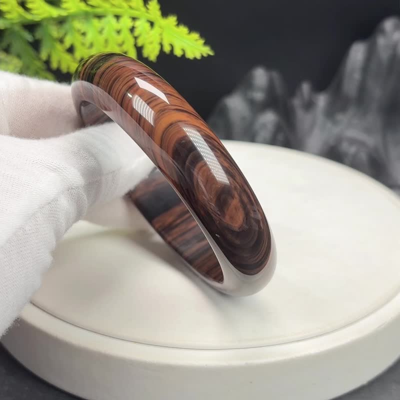 墨西哥金丝红曜石手镯 59MM 玉化千层双天眼 女款 繁荣旺财调和 - 手链/手环 - 半宝石 红色