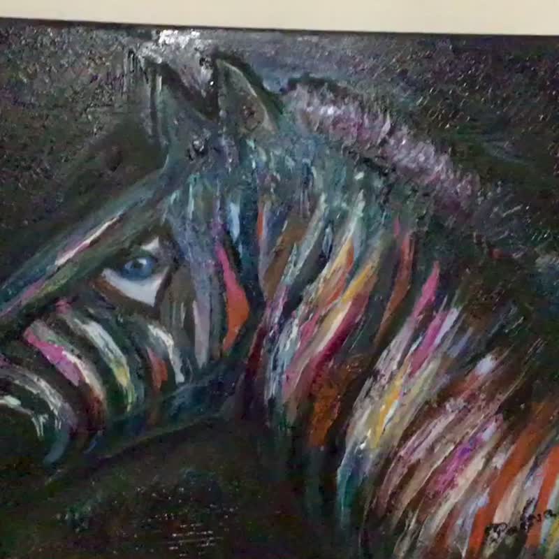 Colourful zebra original oil painting - 墙贴/壁贴 - 其他材质 多色