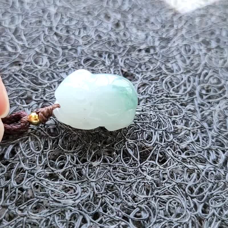 【亲翠】天然翡翠 冰水草屁股种水美青蛙调整式绳链 呱呱来财 - 项链 - 玉石 多色