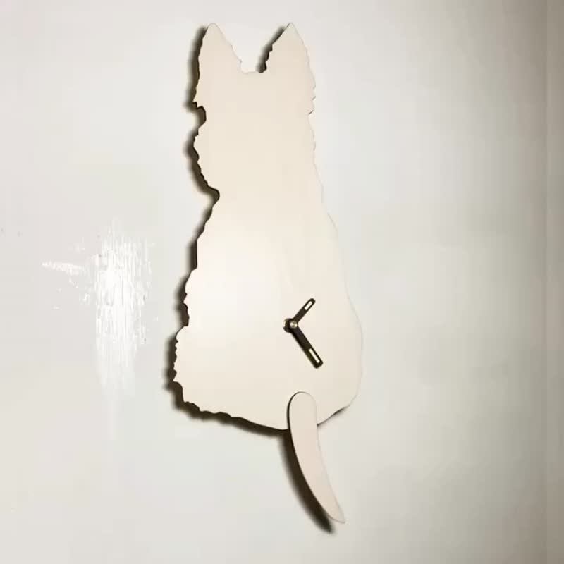 手工木作创意时钟 我最摇摆 - 苏格兰㹴 - 时钟/闹钟 - 木头 白色