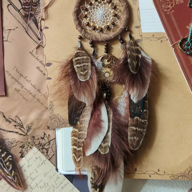 Yin Yang dream catcher | Celestial Sun Moon wall decor | Natural dreamcatcher - 墙贴/壁贴 - 木头 咖啡色