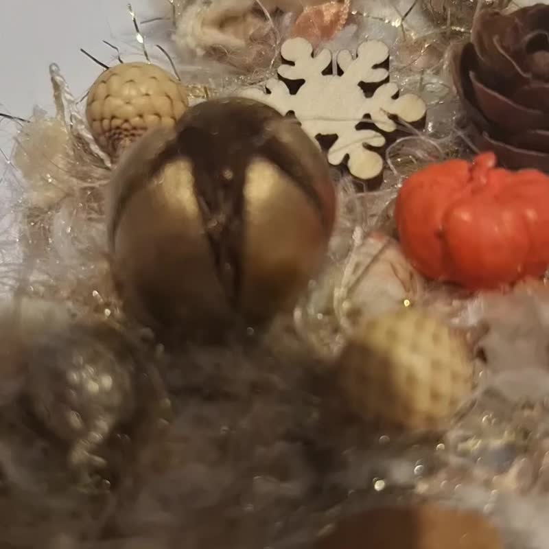 耶诞手工卡片 耶诞手混纱线慢慢果实耶诞树卡片 圣诞花圈卡片 - 干燥花/捧花 - 植物．花 多色