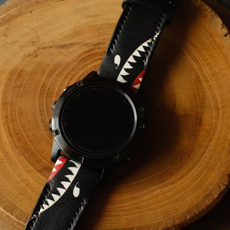 Garmin 快拆表带 - Warhawk 黑魂设计 - 表带 - 真皮 黑色