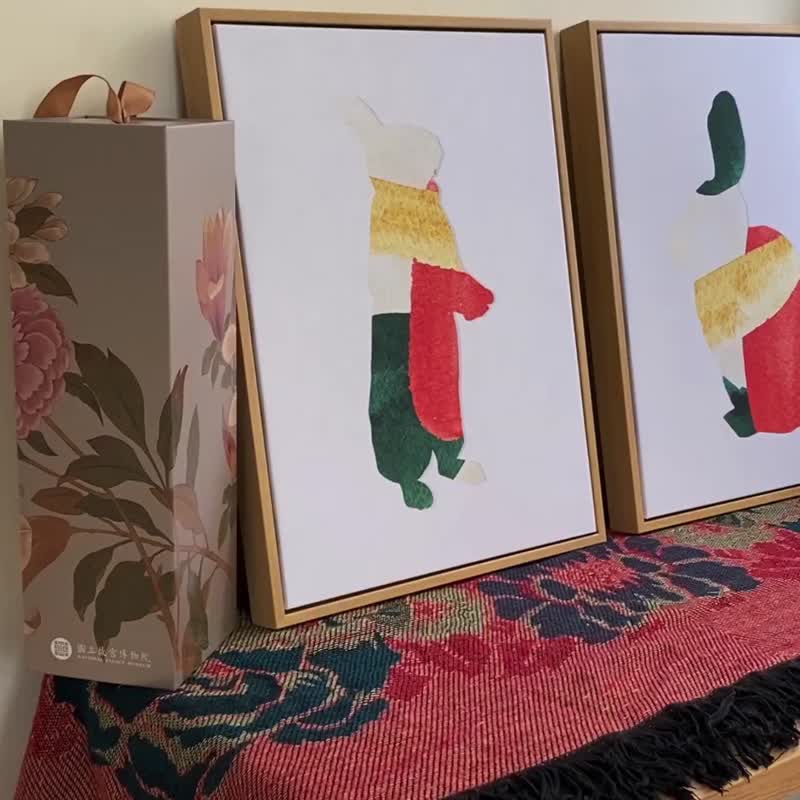 福兔迎门II - 新年兔子喜气插画挂画/儿童房挂画/玄关摆设/送礼 - 海报/装饰画/版画 - 棉 多色