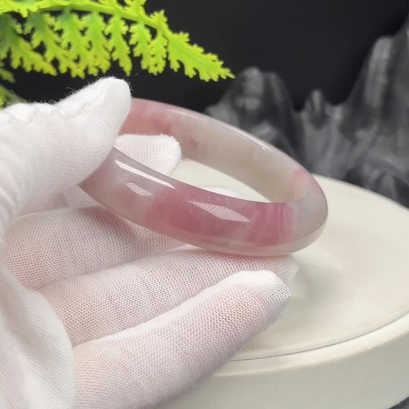马达加斯加紫 粉晶手镯 53MM 老料冰润紫粉玫瑰石英 心灵安抚平衡 - 手链/手环 - 水晶 紫色