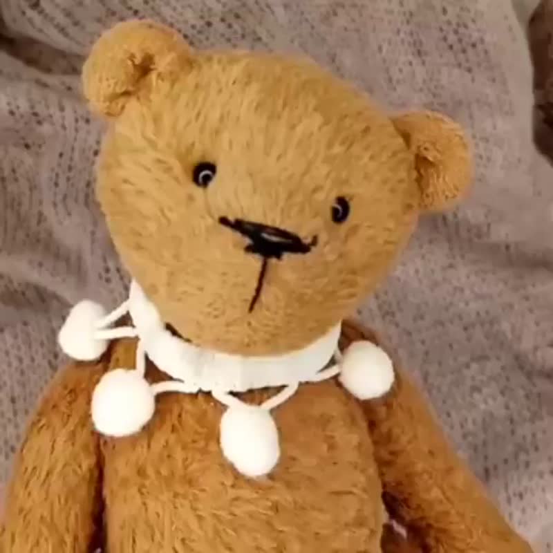 Artist teddy bear, Stuffed animal, Cute teddy bear with collar - 玩偶/公仔 - 其他材质 