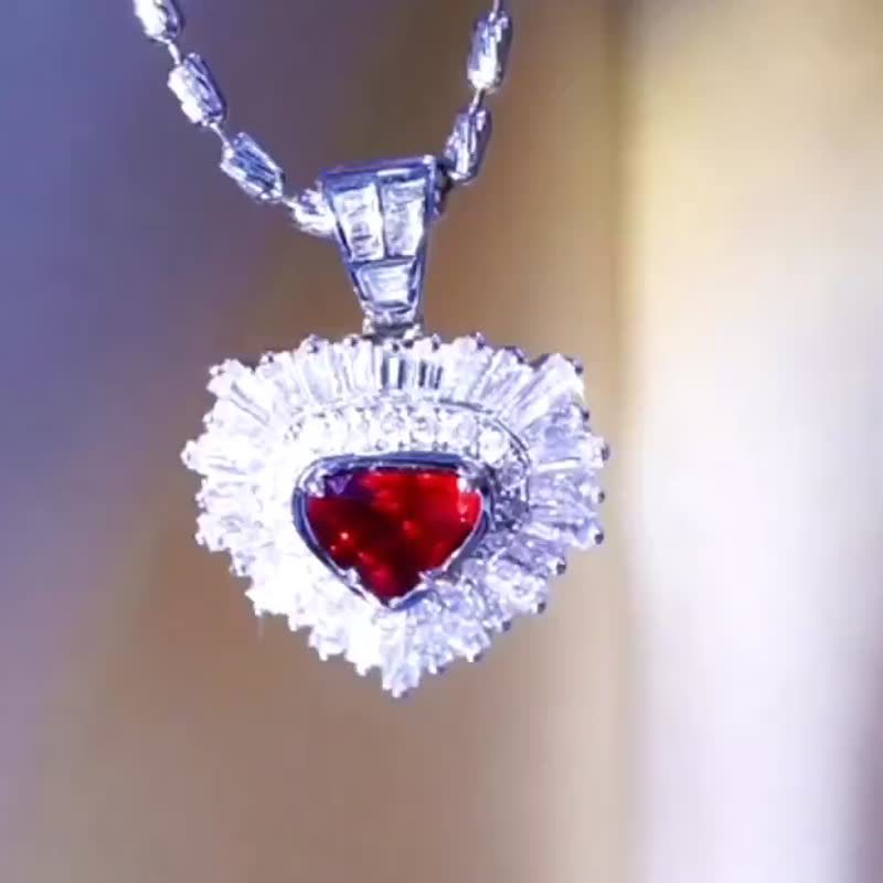 无烧鸽血红 红宝石吊坠1.01克拉 - 项链 - 宝石 