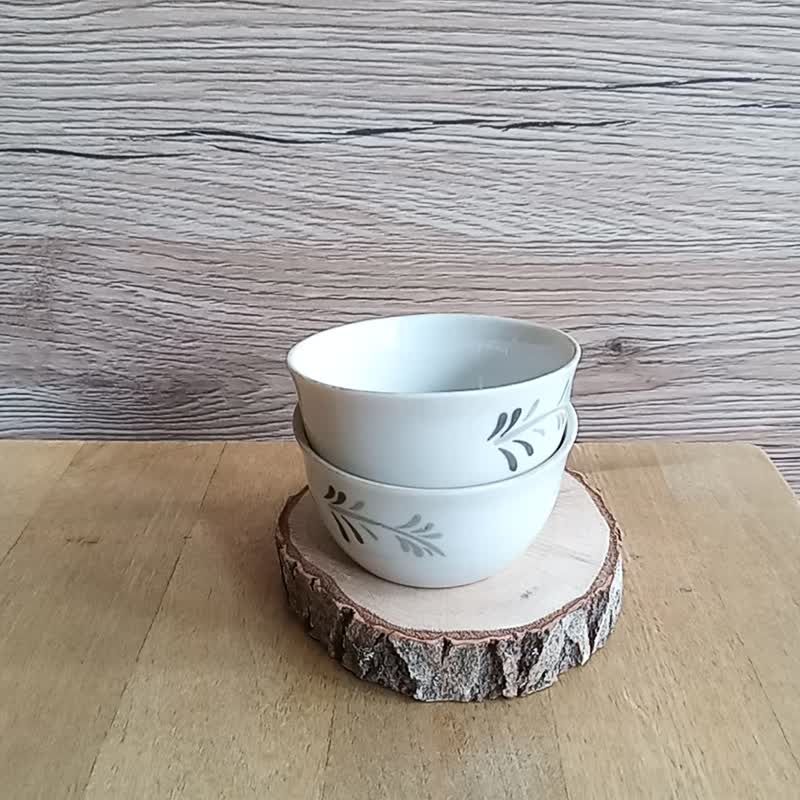 复古套装 2 个陶瓷碗 40 毫升 从 70 年代 - 茶具/茶杯 - 陶 白色