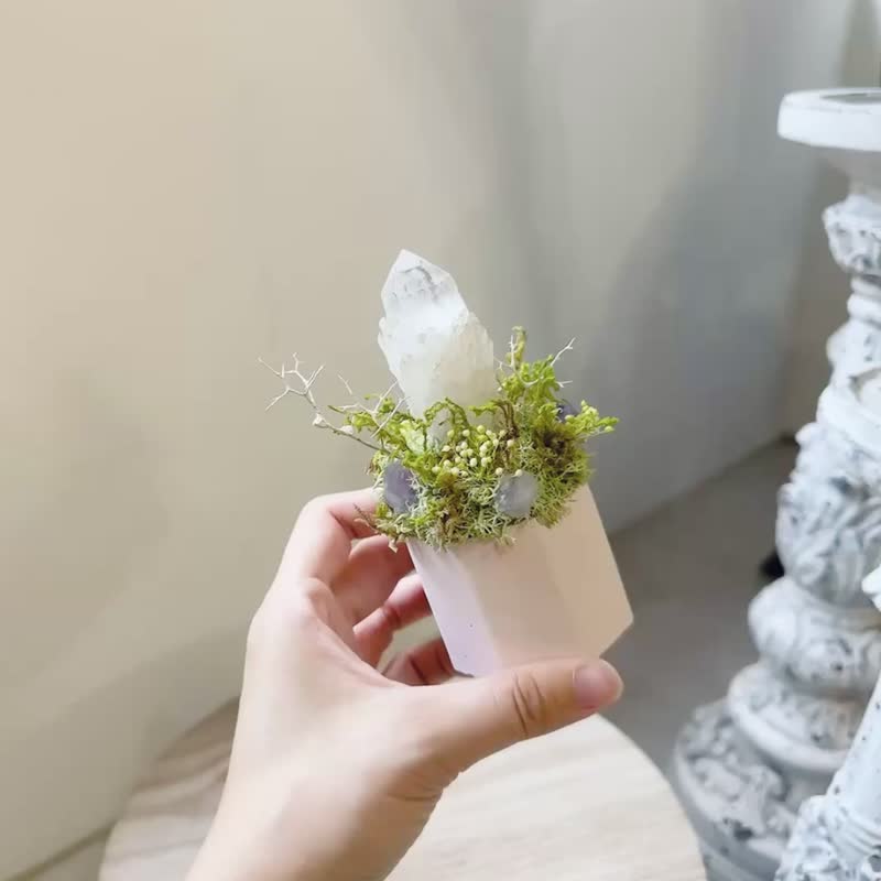 菠萝白水晶簇-幽静小雪山。永生叶材绿植栽 - 植栽/盆栽 - 水晶 白色
