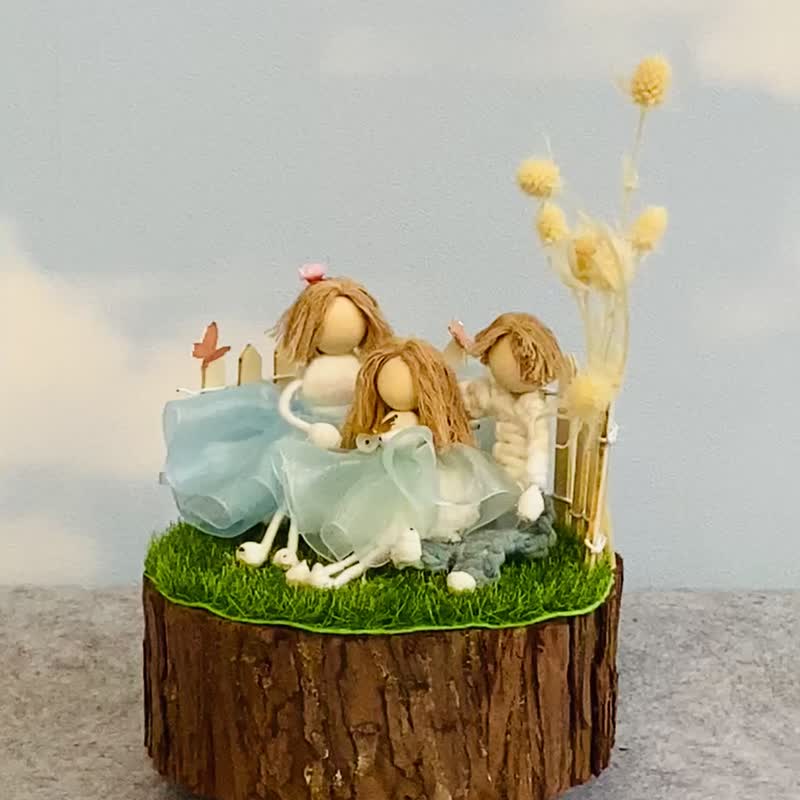 Macrame 法式编织天使摆设-家庭系列(音乐盒) - 摆饰 - 棉．麻 蓝色