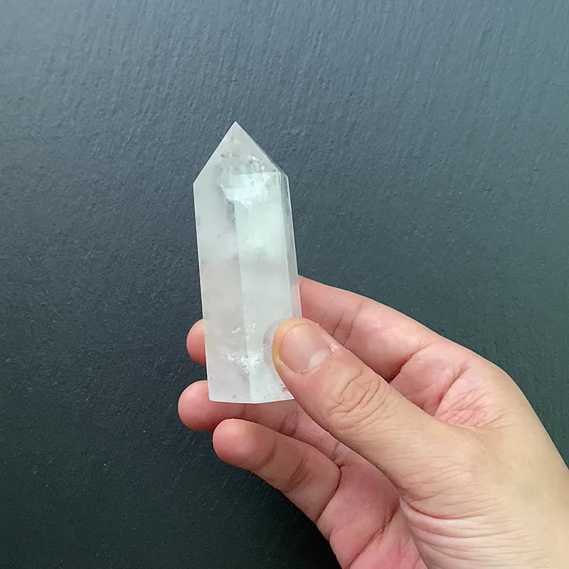 天然彩虹暴风雪白水晶能量柱 消磁净化 招财开运 净化气场 防小人 - 摆饰 - 水晶 白色