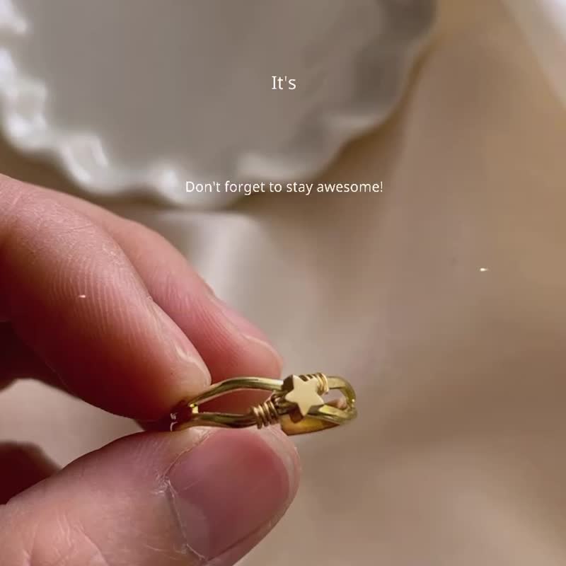好星情 -可调式黄铜戒指 - 戒指 - 铜/黄铜 金色