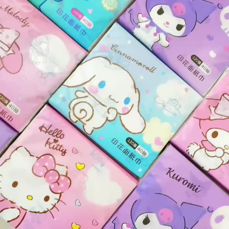 【ONEDER】Sanrio 三丽鸥印花面纸(40抽) Kitty 人鱼汉顿 大耳狗 - 其他 - 其他材质 