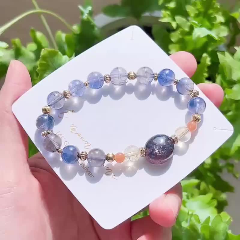 花瓣紫蓝血滴堇青石 天然石手链 - 手链/手环 - 水晶 紫色