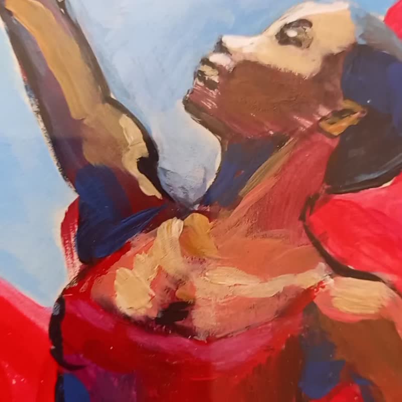 原创现代绘画室内抽象艺术纸上压克力素描素描 - 海报/装饰画/版画 - 压克力 红色