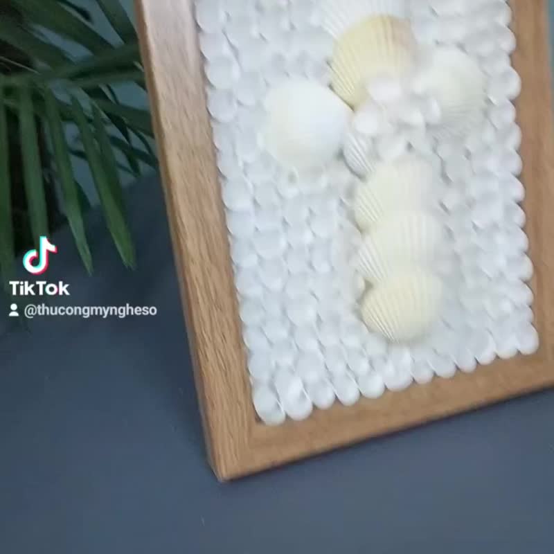 手工白色贝壳壁挂艺术画 - 画框/相框 - 贝壳 白色