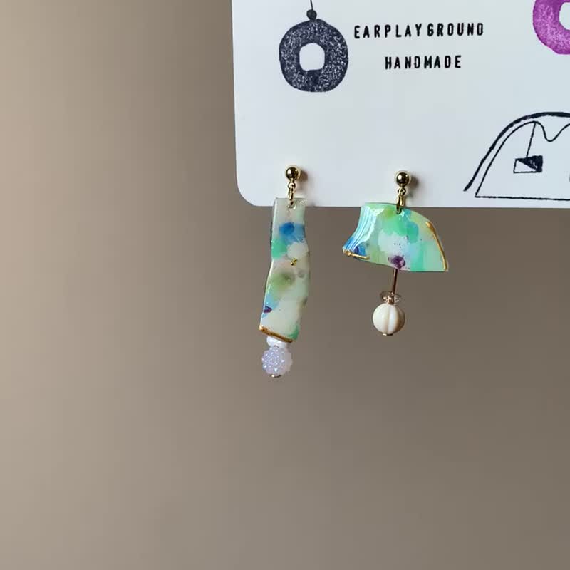 回忆边的画展 - 耳环/耳夹 - 树脂 多色