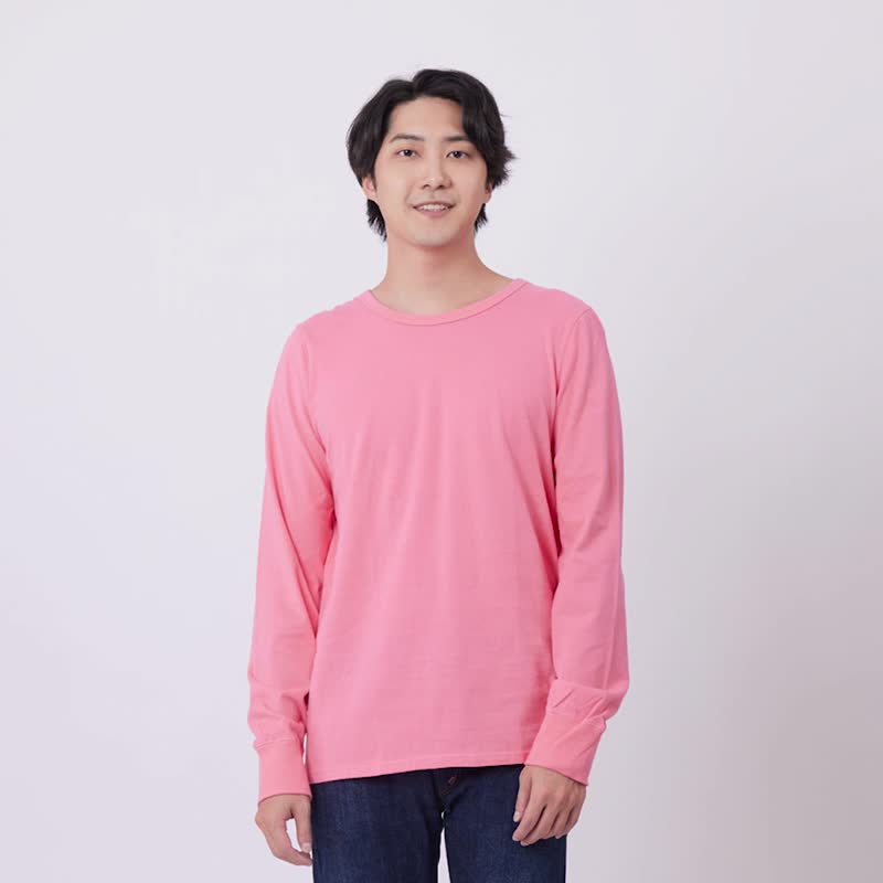 素面純色水洗舒適純棉T男/ 玫粉 - 男装上衣/T 恤 - 棉．麻 粉红色