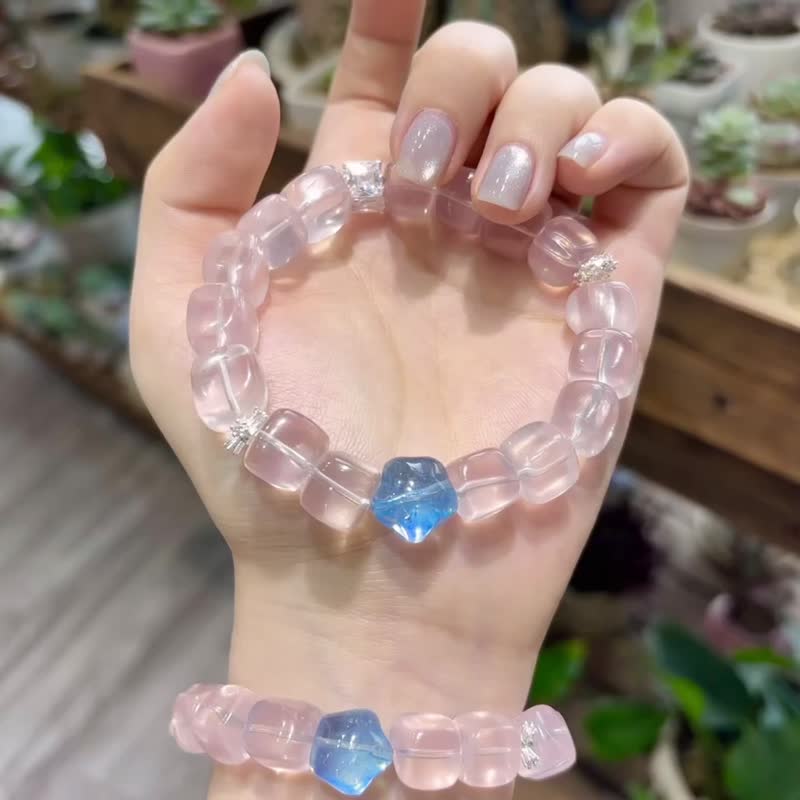 人鱼泪原创设计款粉粉嫩嫩天然莫桑比克粉晶随型 - 手链/手环 - 水晶 