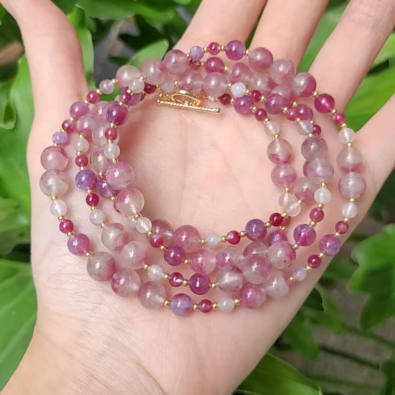 稀有 冰种 梅花碧玺 奼紫嫣红 灵性 招财 智慧 长项链 仅此一件 - 项链 - 宝石 紫色