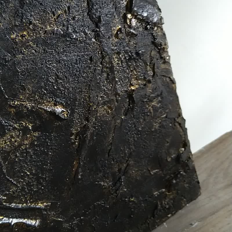 极简石膏画【黑金熔岩】大 / 库存 / 纯手工 / 拍摄道具 - 海报/装饰画/版画 - 水泥 金色
