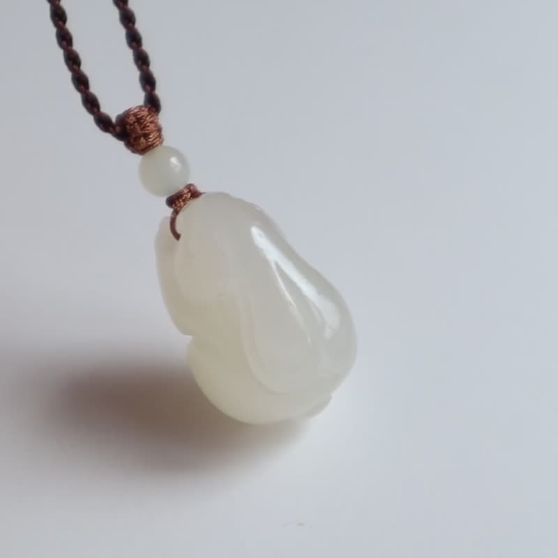 天然藕粉和田玉生肖兔项链吊坠冰底藕粉色玉质细腻生日礼物送女友 - 项链 - 玉石 