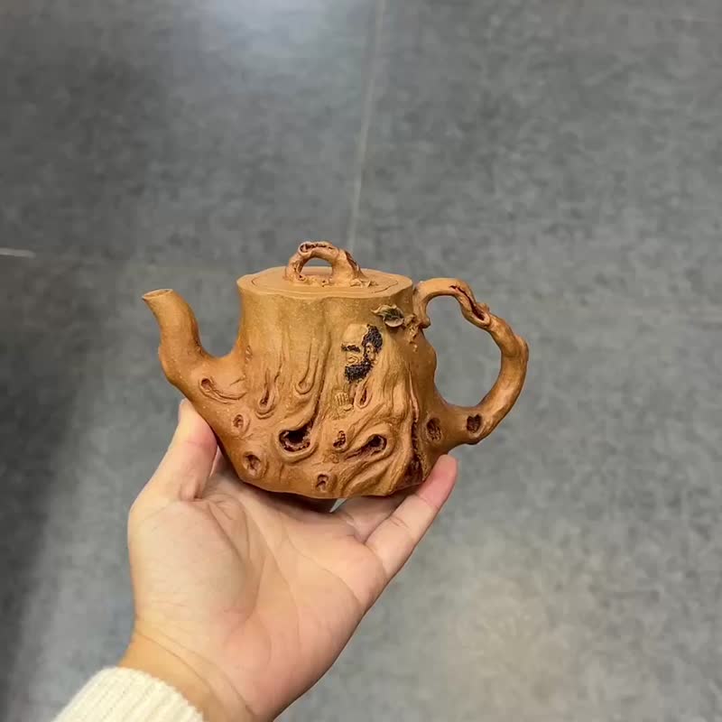 枯桩全手工容量180cc老段树桩形态嶙峋老干斑驳孔洞尽显沧桑 - 茶具/茶杯 - 陶 咖啡色