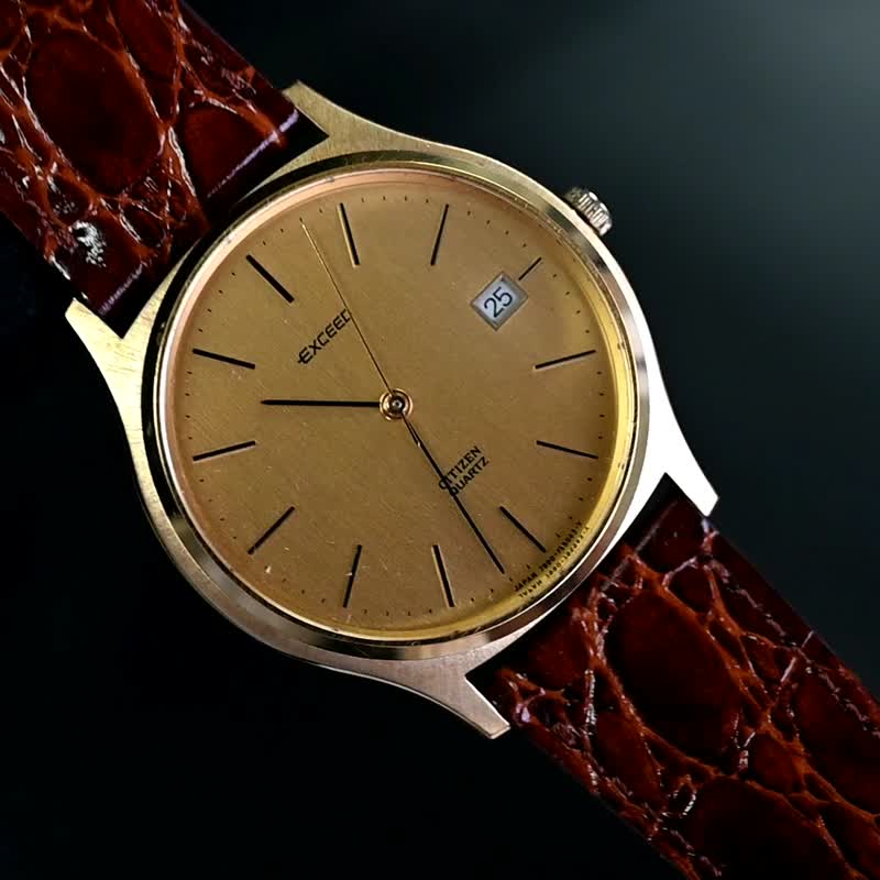 CITIZEN Exceed 34mm 男表 中性款 石英表 金色表盘 全新表带 手表 古董表 日本直送 - 男表/中性表 - 不锈钢 金色