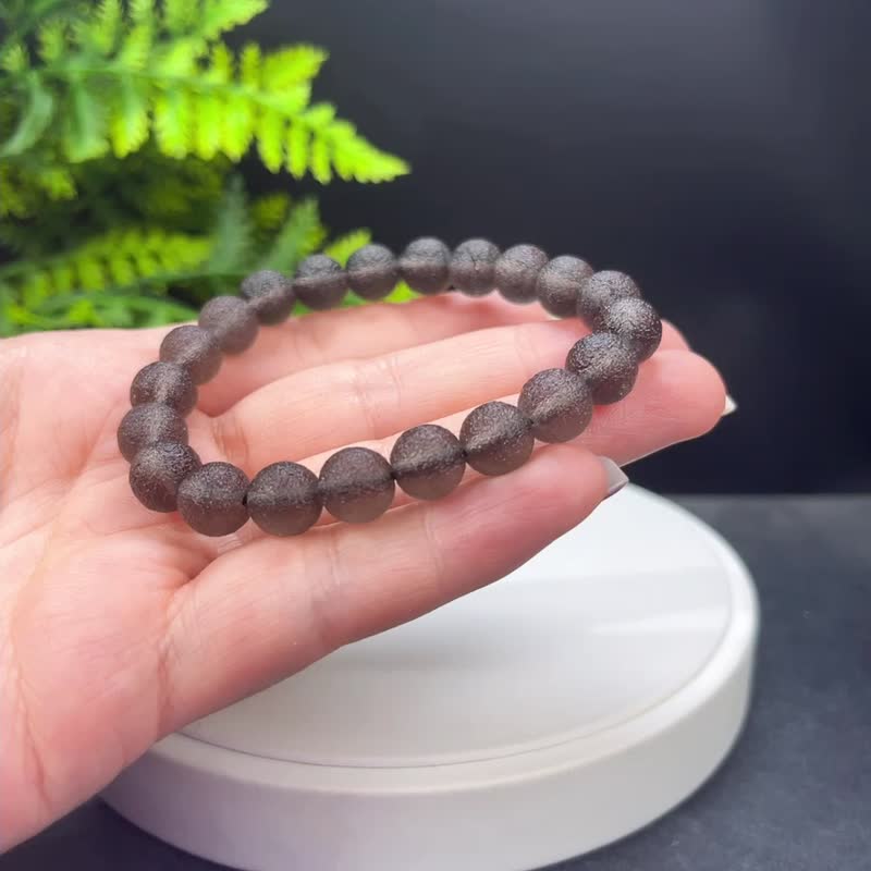 亚利桑那陨石原石手串 天狼星陨石手链 冰种磨砂 如意宝珠 9.5mm - 手链/手环 - 半宝石 