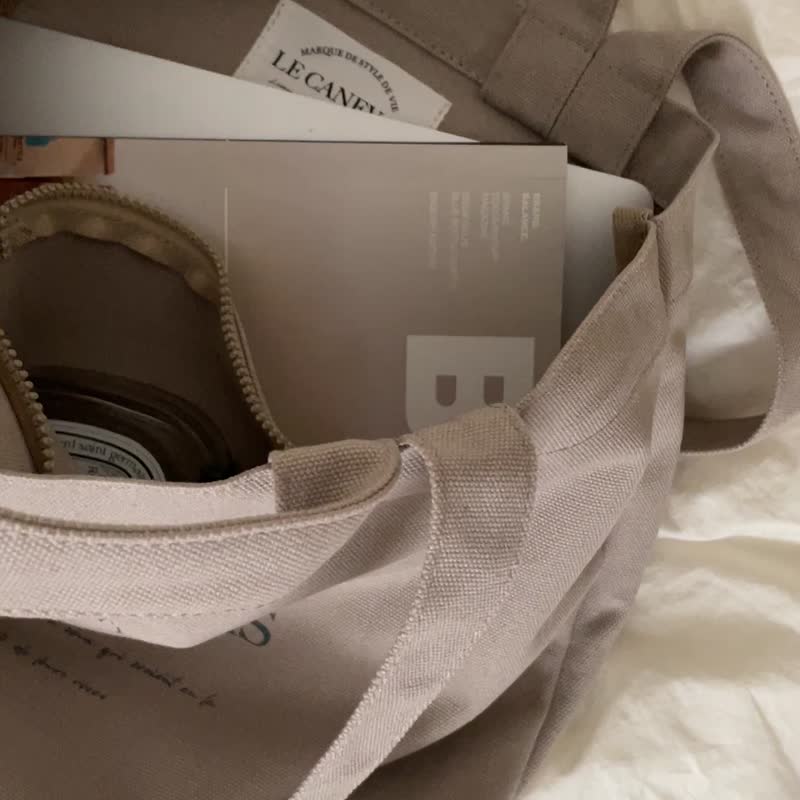 韩国 The Ally | CLAIR ECO BAG | 帆布袋 | 全浅灰 | 环保袋 手 - 手提包/手提袋 - 棉 卡其色