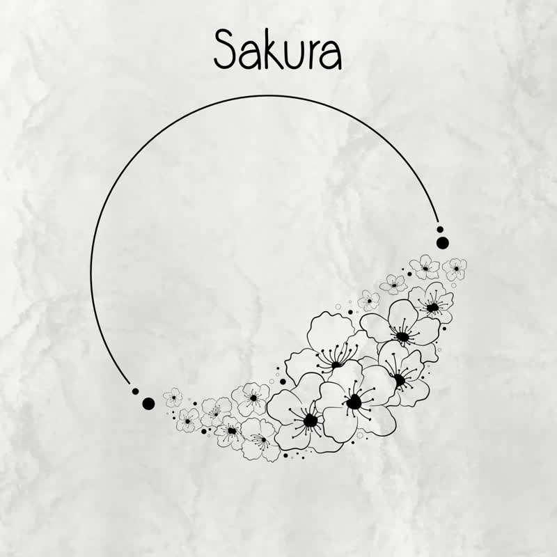 Sakura Circle Frame JPG PNG EPS SVG - 电子手绘真人画像/绘画/插画 - 其他材质 