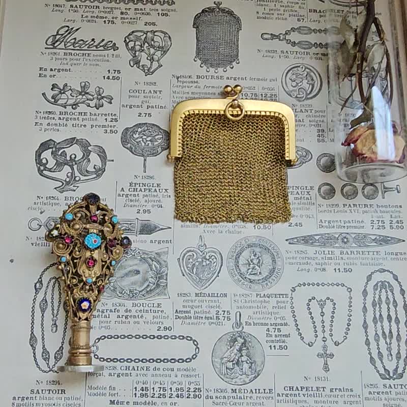 现货在台-Bijoux Fix法国古董厚镀金口金零钱包坠饰 - 吊饰 - 其他金属 金色