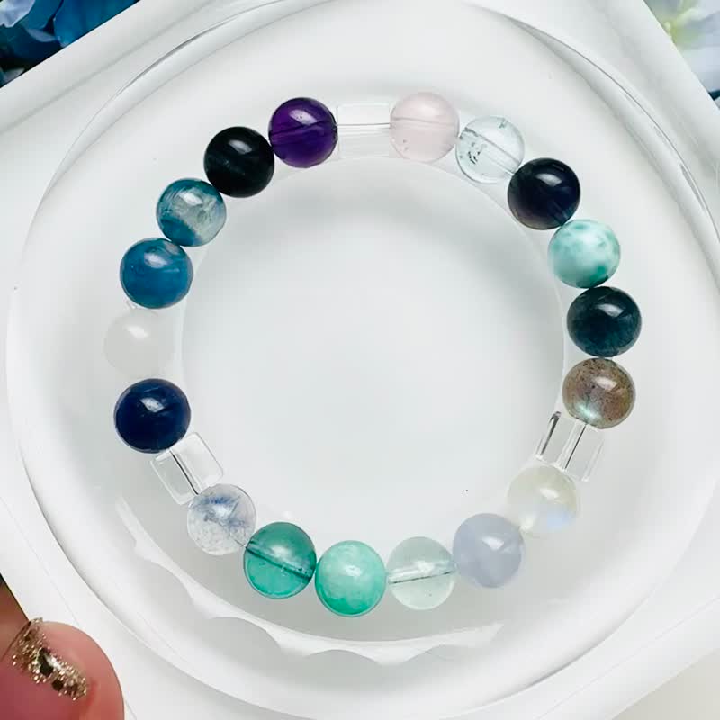 宁海微光全美冰块白水晶独家设计款温柔能量缓解压力引导方向 - 手链/手环 - 水晶 多色