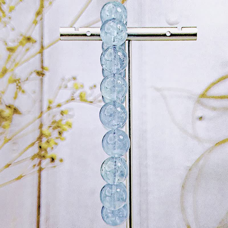 【透体海蓝宝石】高品透料海蓝宝 水晶手链手串/一物一拍 - 手链/手环 - 水晶 蓝色