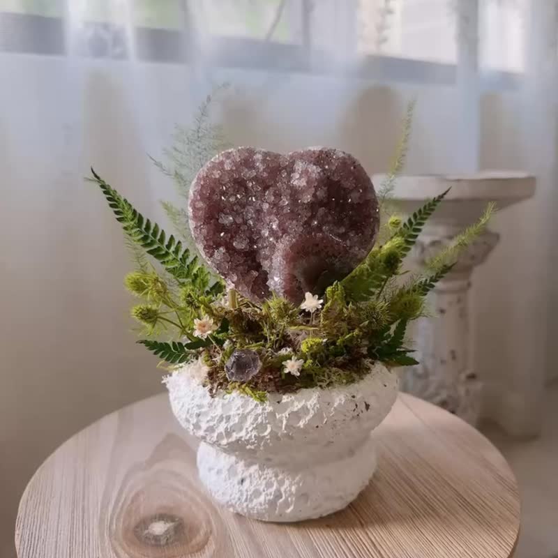 亲手种下一颗爱心。心形乌拉圭 彩晶 红紫水晶永生花园 - 植栽/盆栽 - 水晶 紫色