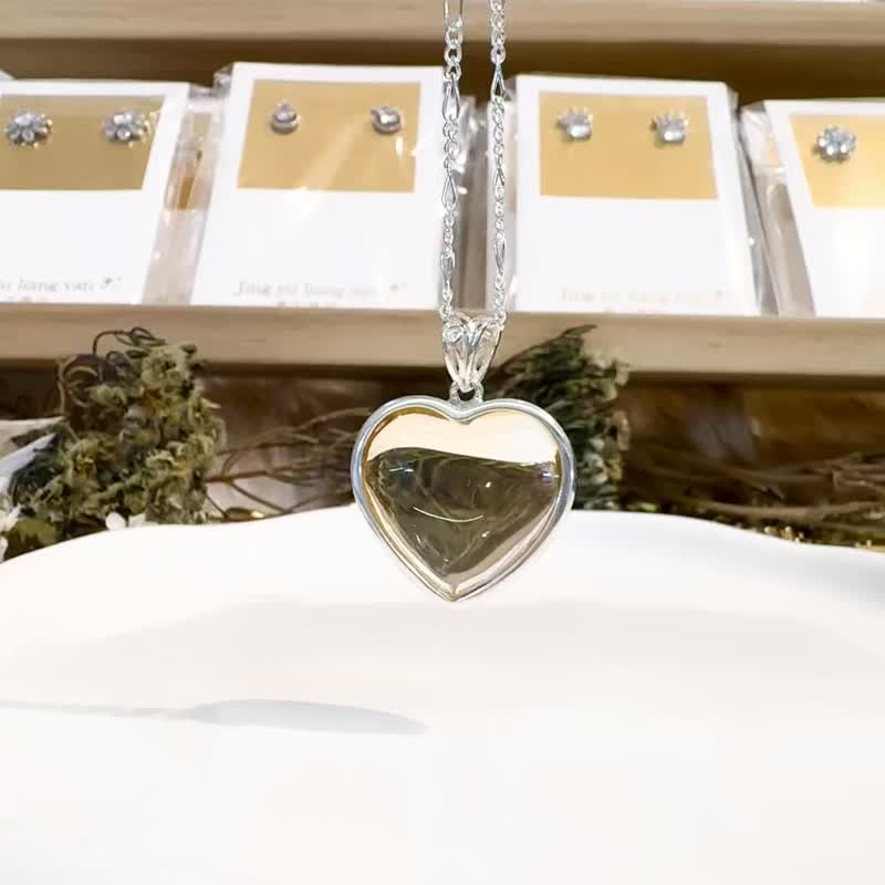 全天然黄水晶立体爱心蕾丝镂空项链招正财事业正向能量 - 项链 - 水晶 黄色