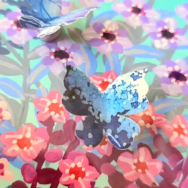 [花痴漫步蓝] 只有一件原创压克力艺术室内蝴蝶花园可爱儿童房 - 海报/装饰画/版画 - 木头 蓝色