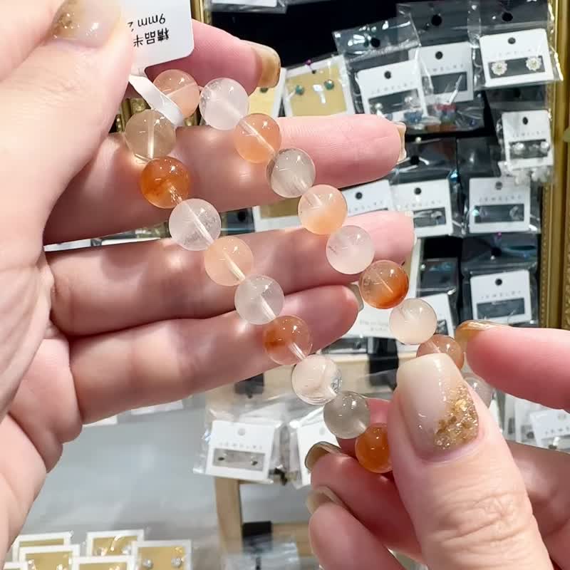 温暖彩串透体半盆彩兔毛水晶9mm22.26g手珠温暖正能量消除负面 - 手链/手环 - 水晶 多色