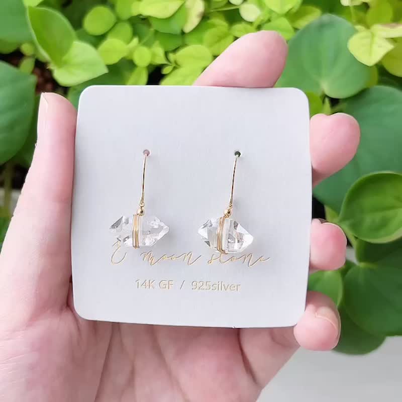 美国纽约 高频能量 大颗粒赫基蒙 闪灵钻耳环 - 耳环/耳夹 - 水晶 白色