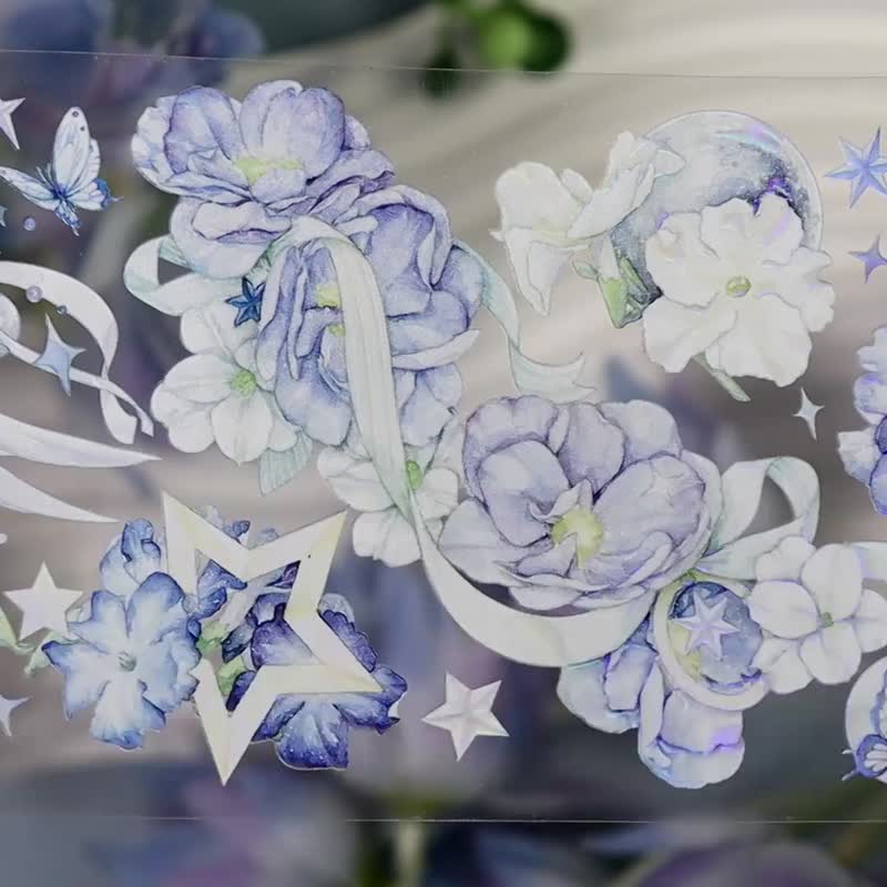 OKMT新七天原创社团咕卡贴纸PET手帐手账胶带 霓光工艺 星球之翼 - 纸胶带 - 塑料 蓝色