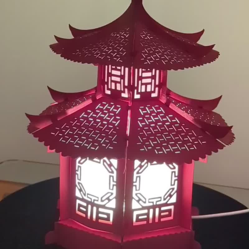 凉亭 纸雕桌灯 - 灯具/灯饰 - 纸 红色